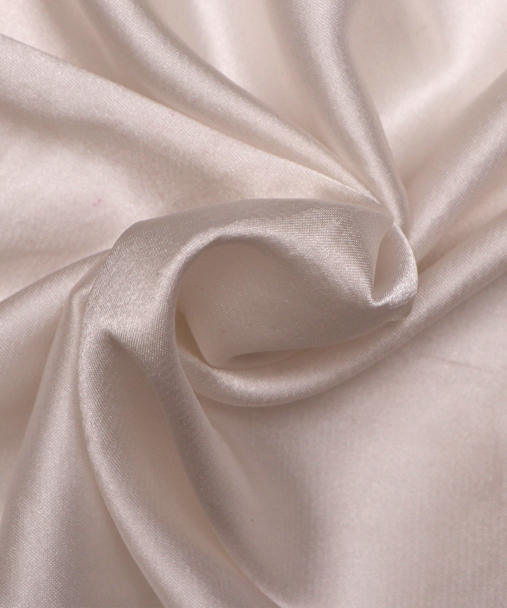 Pale White Colour Plain Satin Fabric