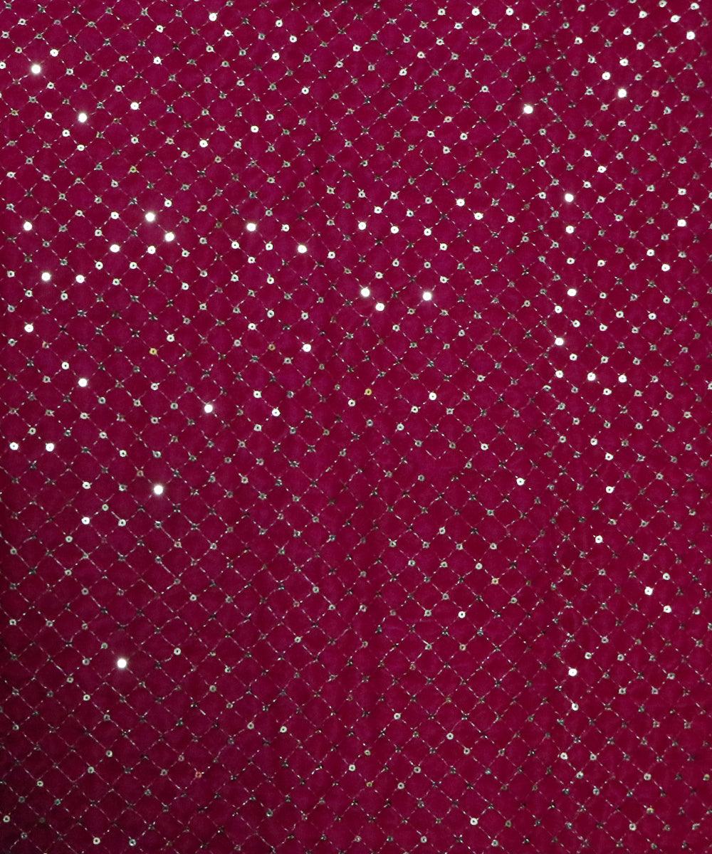 fuchsia and golden sequin embroidery velvet fabric b106 5889