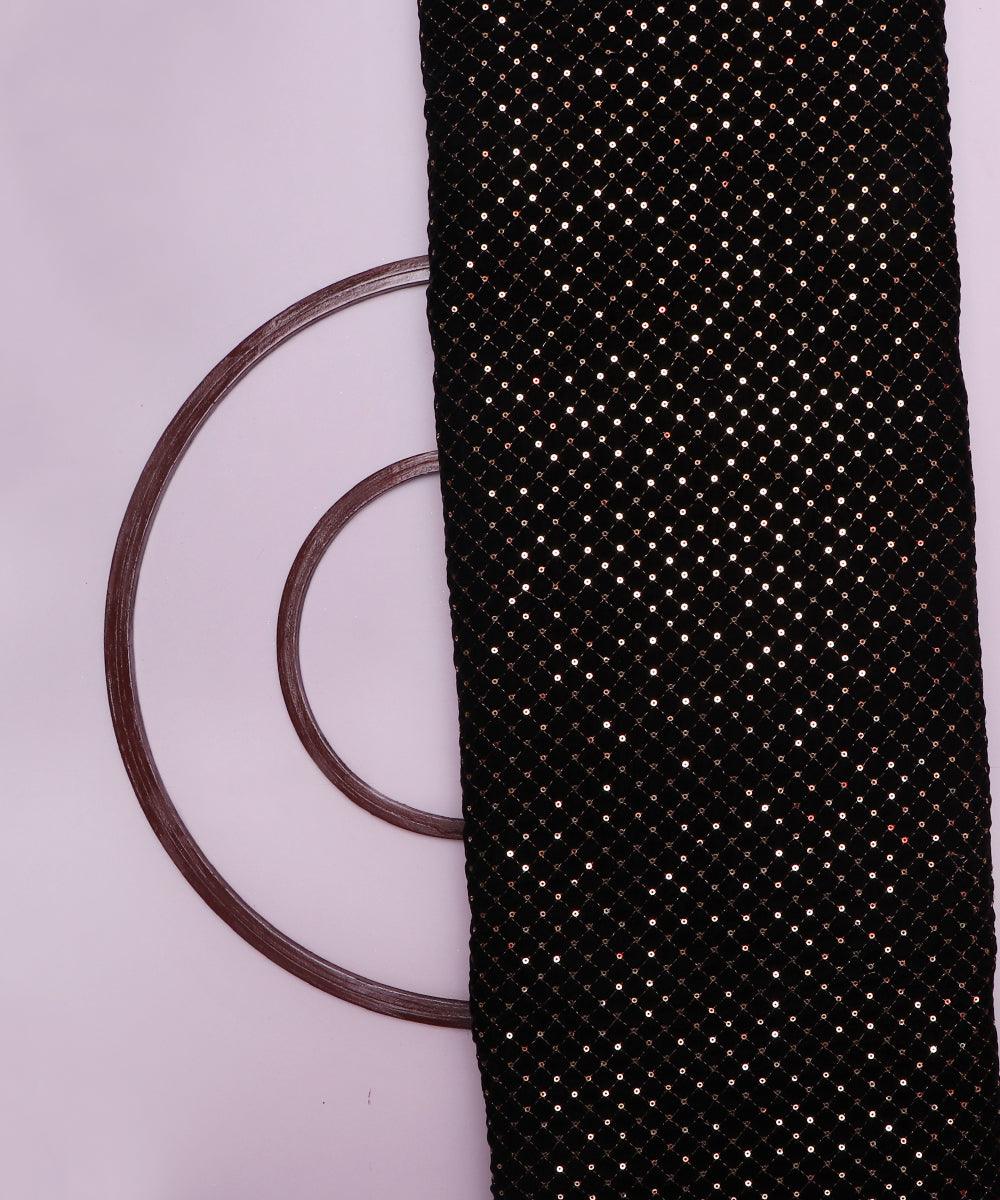 blue and golden sequin embroidery velevt fabric b106 5890