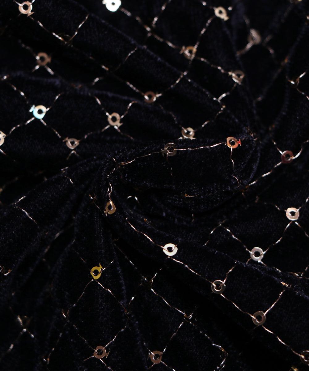 blue and golden sequin embroidery velevt fabric b106 5890