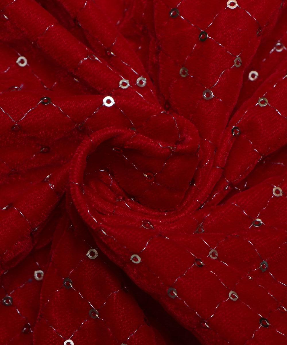 red and golden sequin embroidery velevt fabric b106 5892