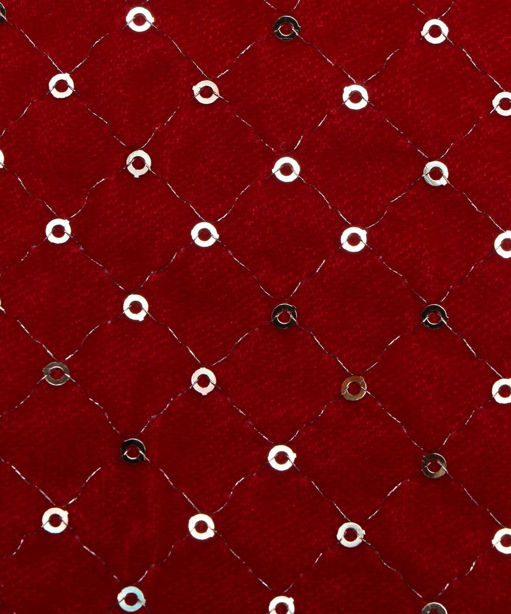 red and golden sequin embroidery velevt fabric b106 5892
