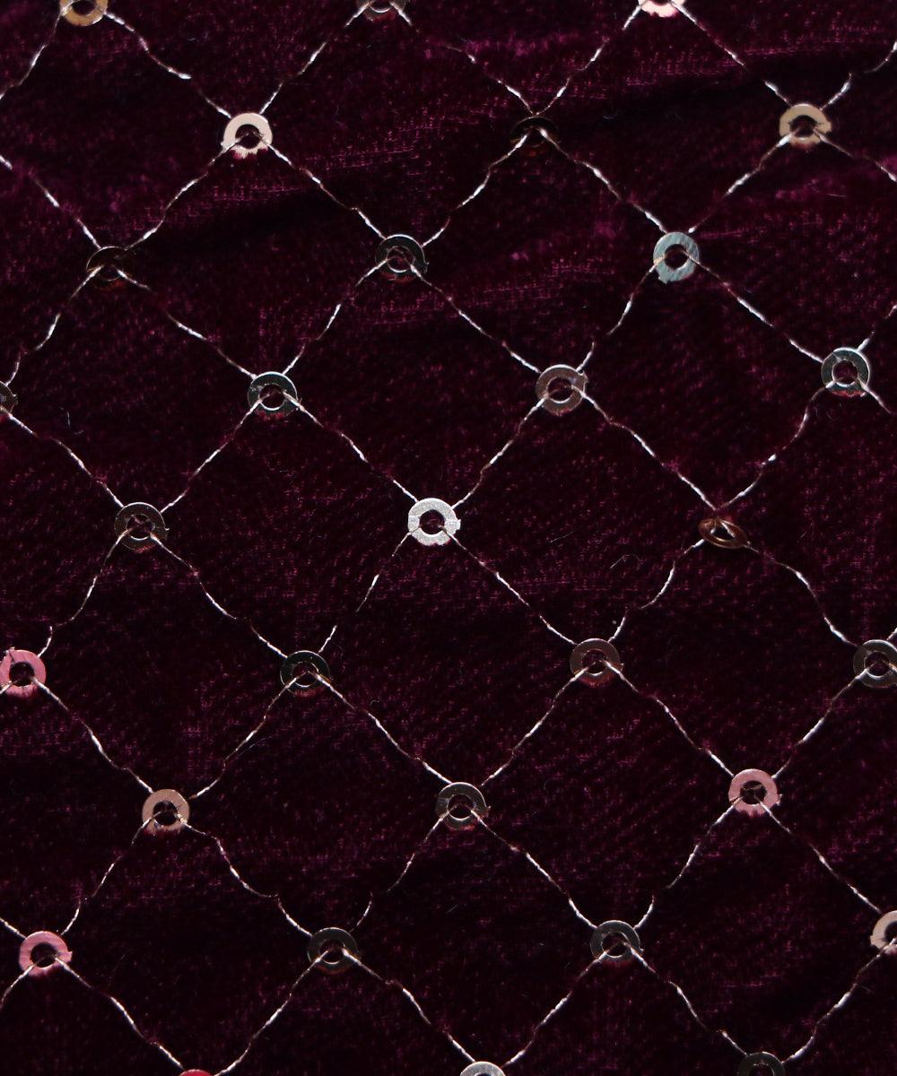dark burgundy and golden sequin embroidery velevt fabric b106 5893