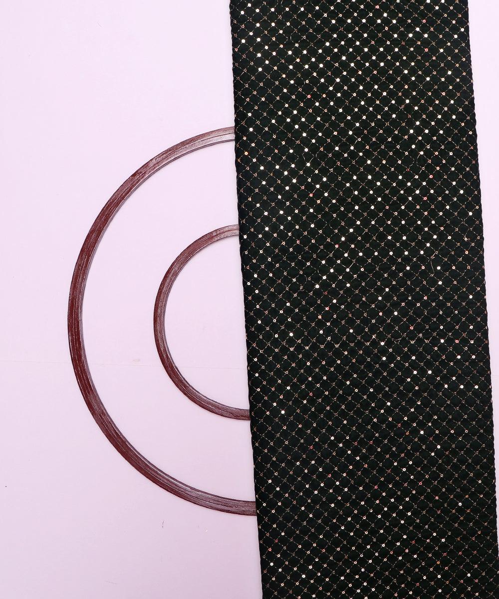 bottle green and golden sequin embroidery velevt fabric b106 5894