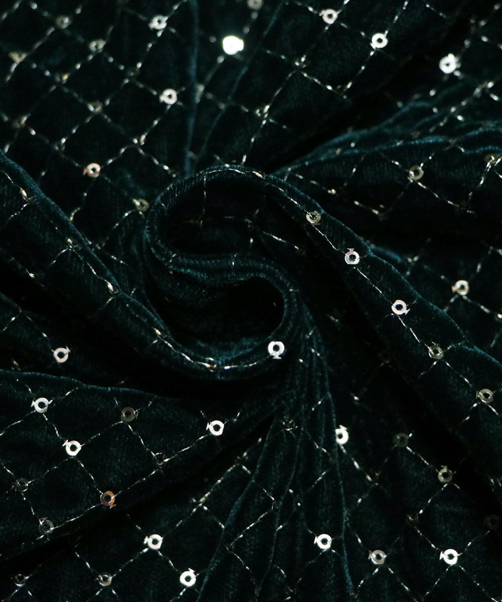bottle green and golden sequin embroidery velevt fabric b106 5894