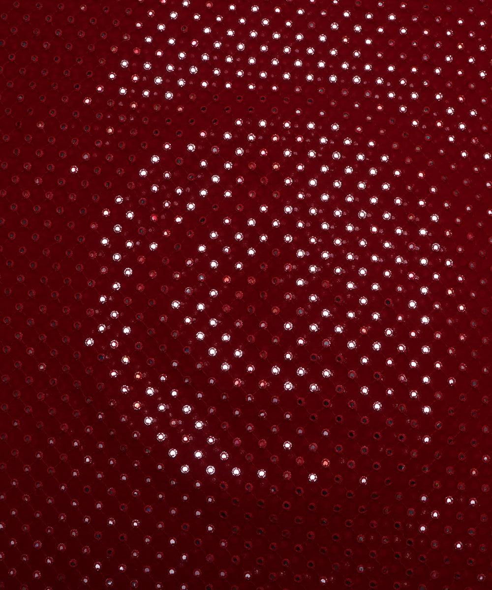 maroon sequin mirror work georgette embroidery fabric b103 6073