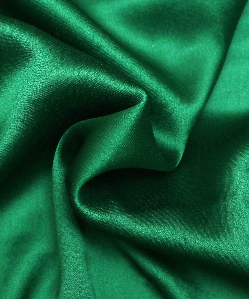 Bottle Green Colour Plain Satin Fabric