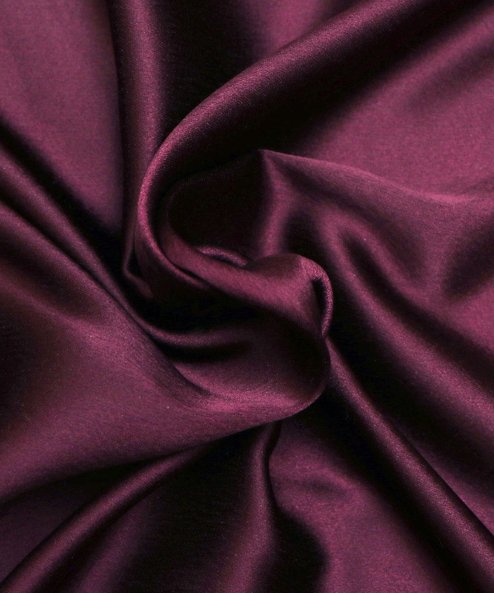 Dark Wine Colour Plain Satin Fabric