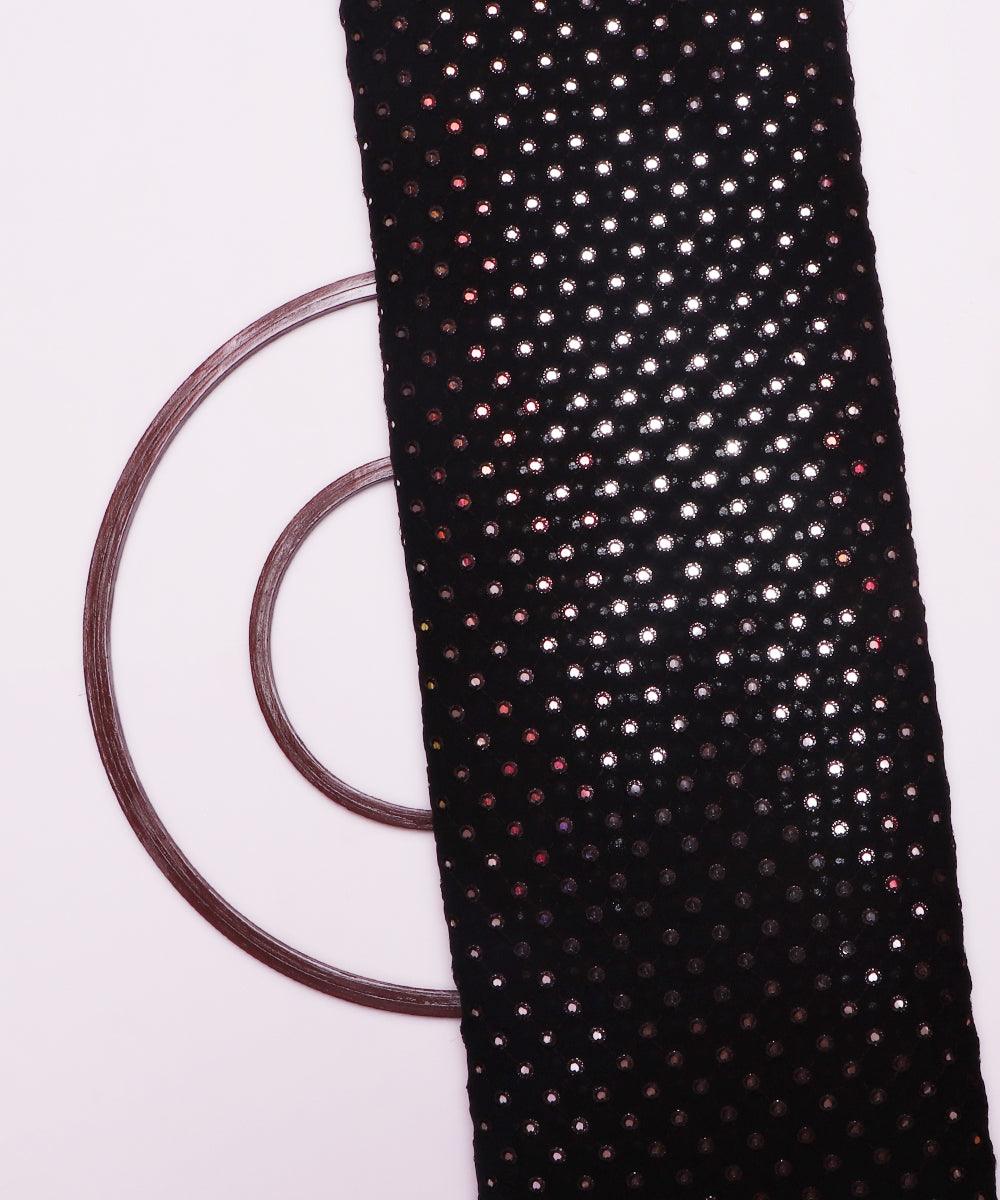 black sequin mirror work georgette embroidery fabric b103 6077