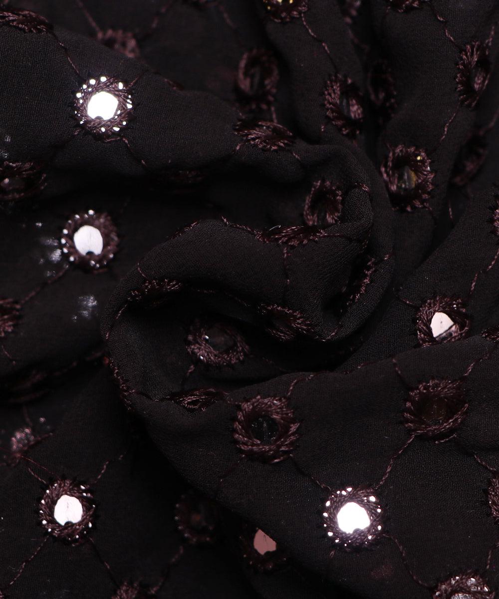 black sequin mirror work georgette embroidery fabric b103 6077