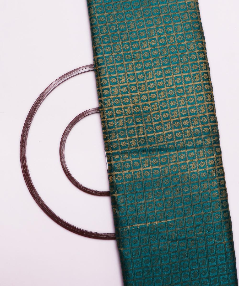 gama green elephant design banarasi brocade silk fabric b127 6168