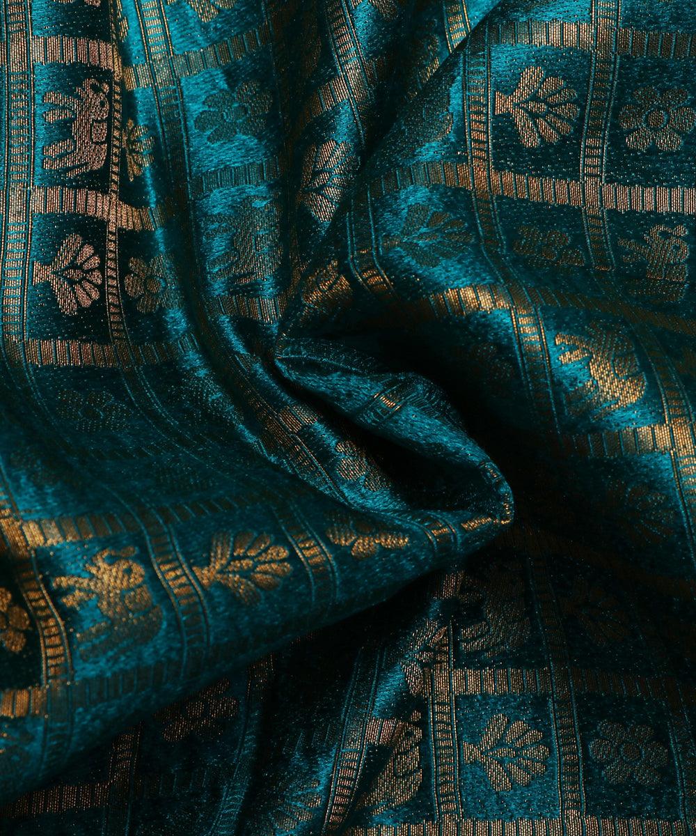 gama green elephant design banarasi brocade silk fabric b127 6168