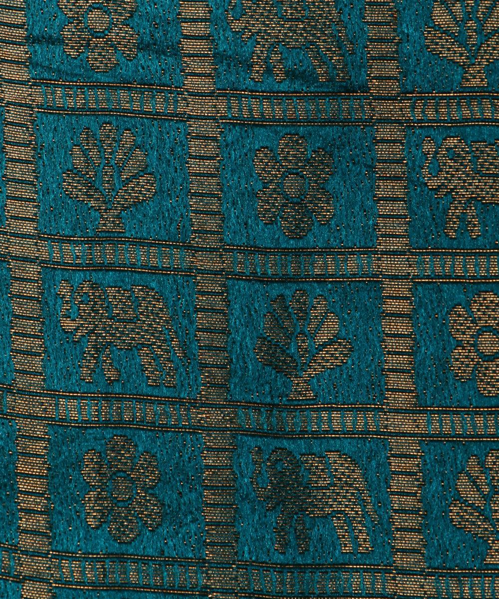gama green elephant design banarasi brocade silk fabric b127 6168