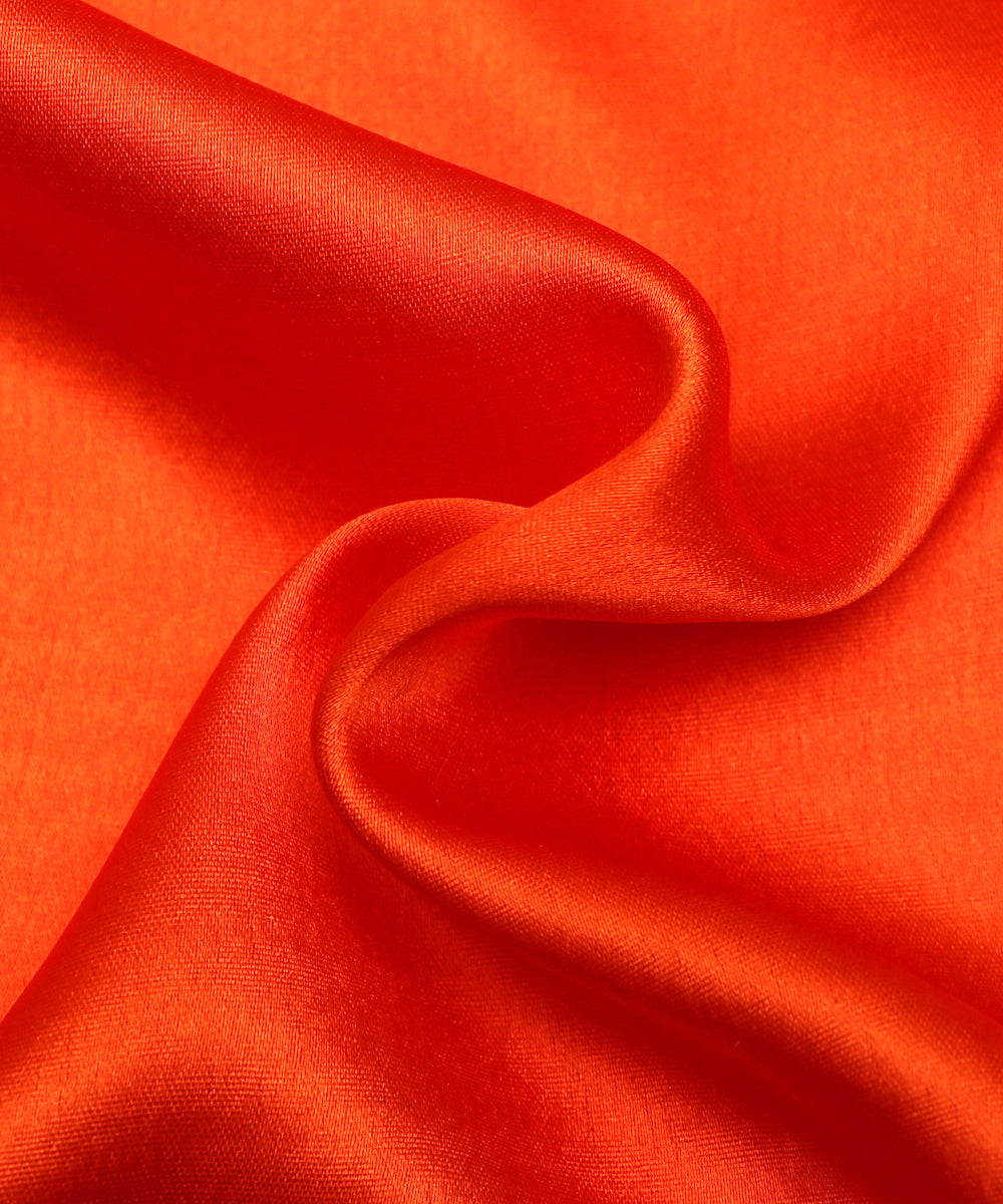 Bright Orange Colour Plain Satin Fabric