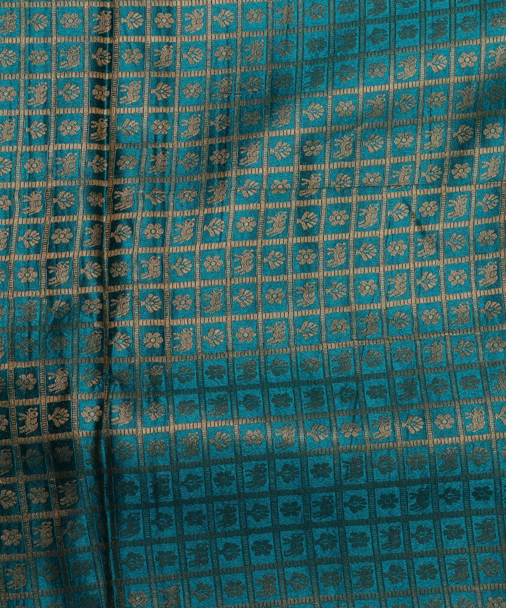 gama green elephant design banarasi brocade silk fabric b127 6168