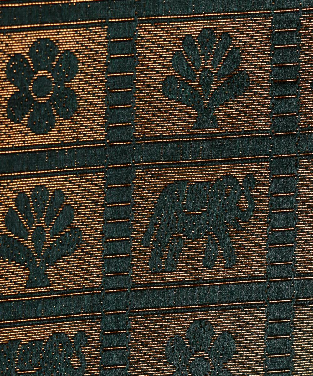 dark green elephant design banarasi brocade silk fabric
