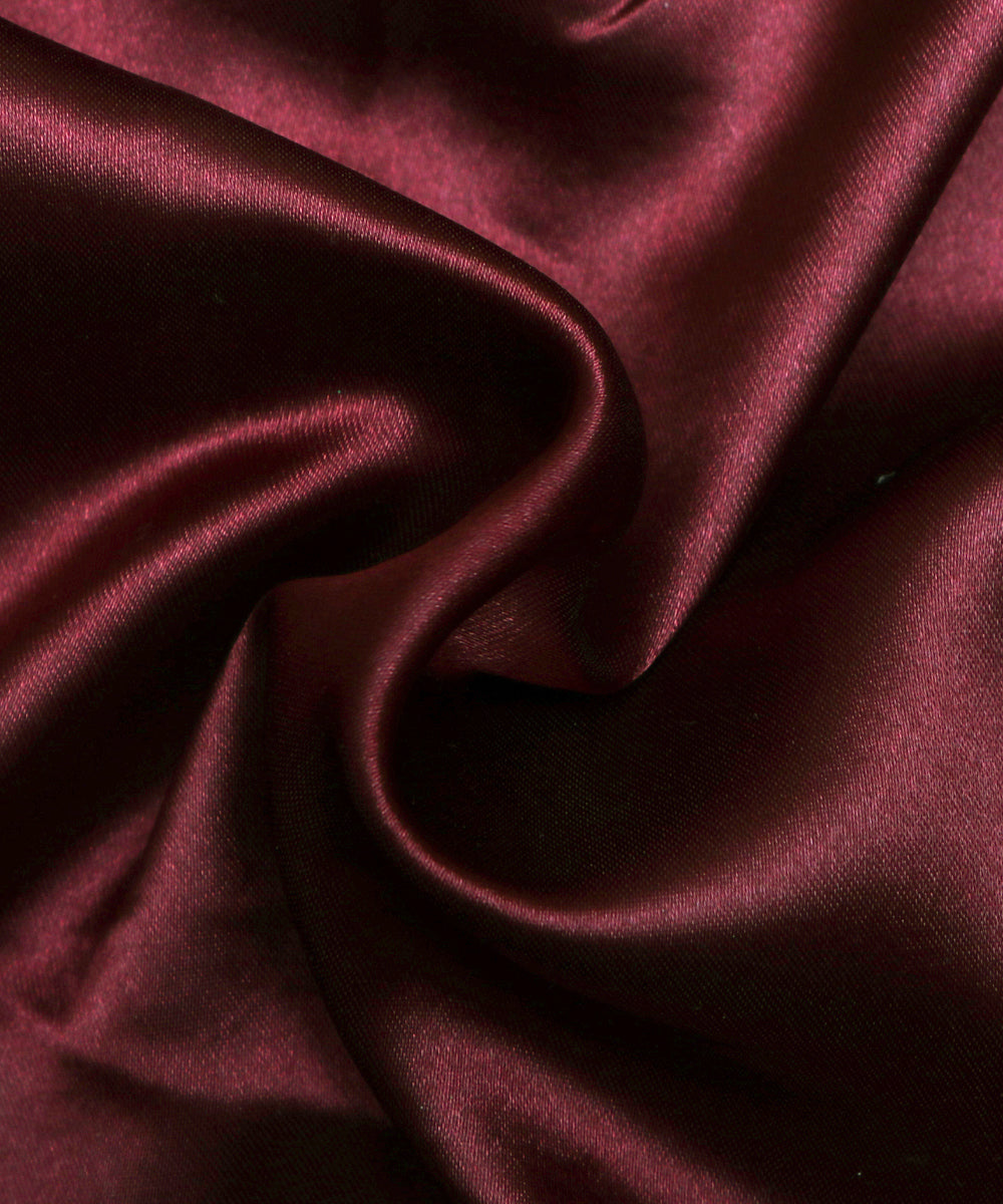 Dark Maroon Colour Plain Satin Fabric