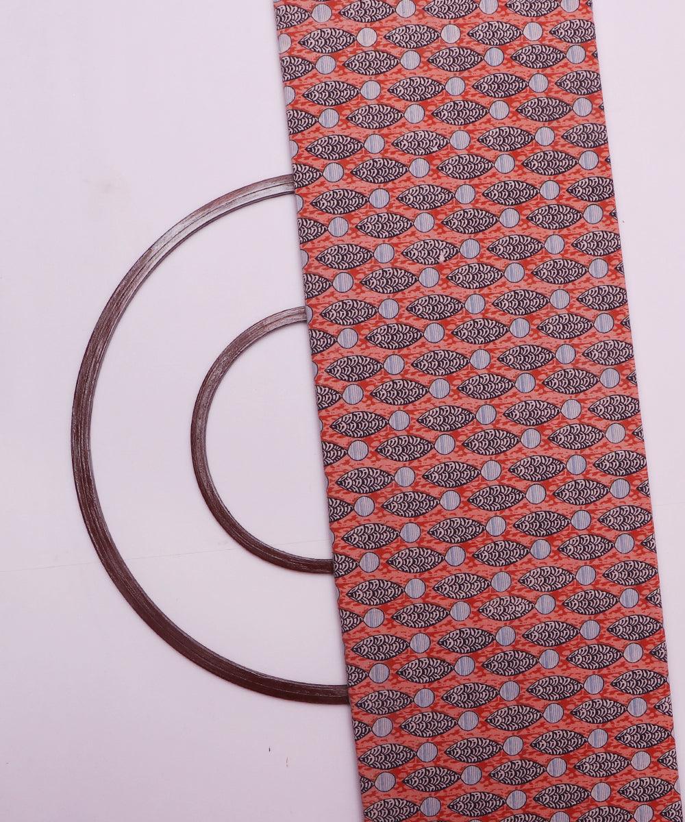 peach and black fish print denim fabric b108 6021