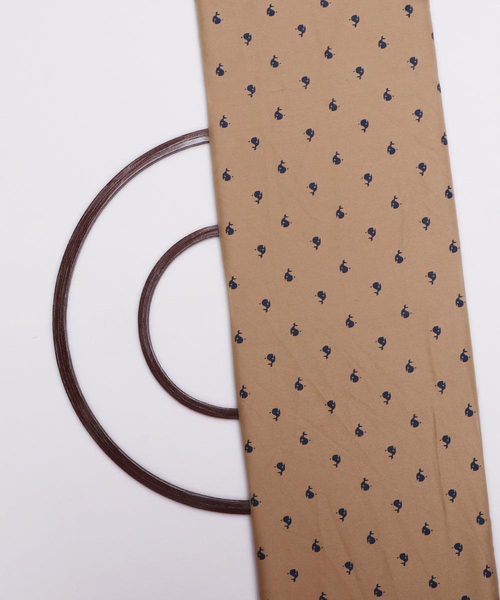 creamish navy blue fish print denim fabric b108 6023