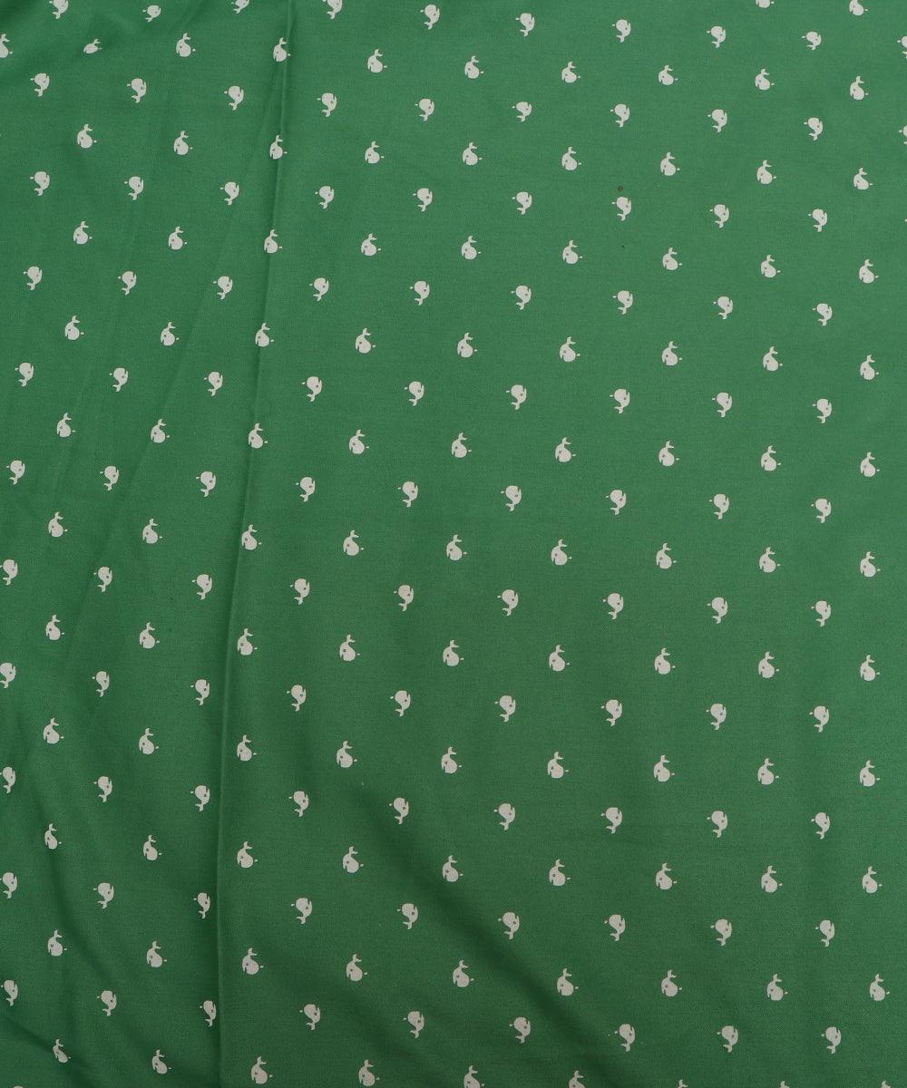 green and white fish print denim fabric b108 6024