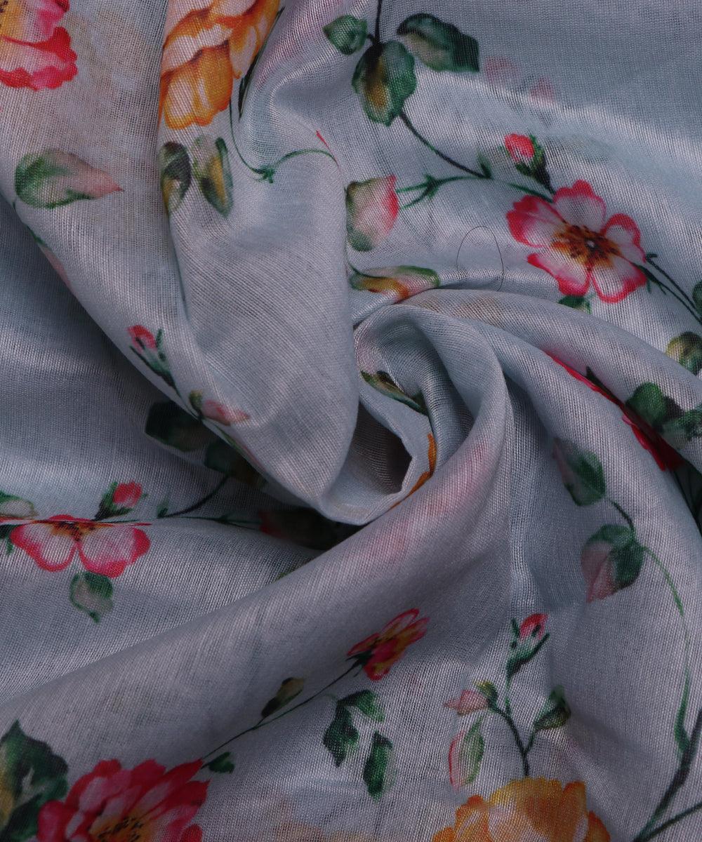 printed chanderi silk dress material