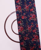 Ink Blue and Pink Floral Chanderi Digital Print Fabric