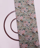 Pista Green Pink and Brown Floral Chanderi Digital Print Fabric