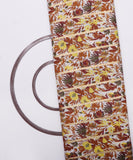White and Brown Colour Leaf Print Cotton Fabric