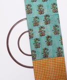 Green Colour Hand Block Floral Print Cotton Fabric