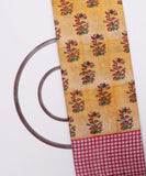 Yellow and Pink Hand Block Floral Print Cotton Fabric