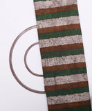 Green Colour Stripe Print Cotton Fabric