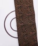 Sand and Black Floral Leaf Print Cotton Dobby Fabric
