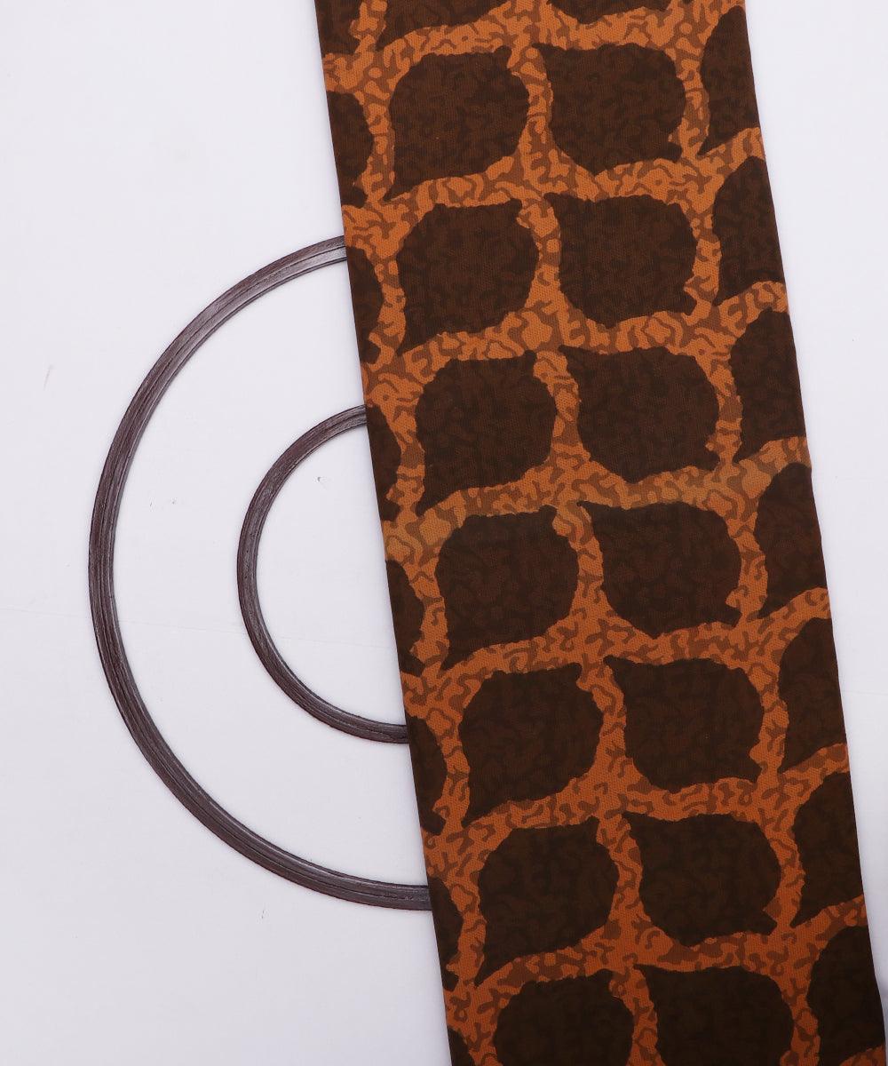 mustard and dark brown leaf pattern cotton jacquard fabric