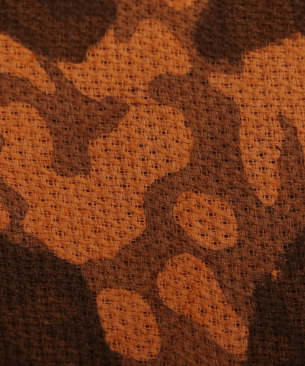 mustard and dark brown leaf pattern cotton jacquard fabric