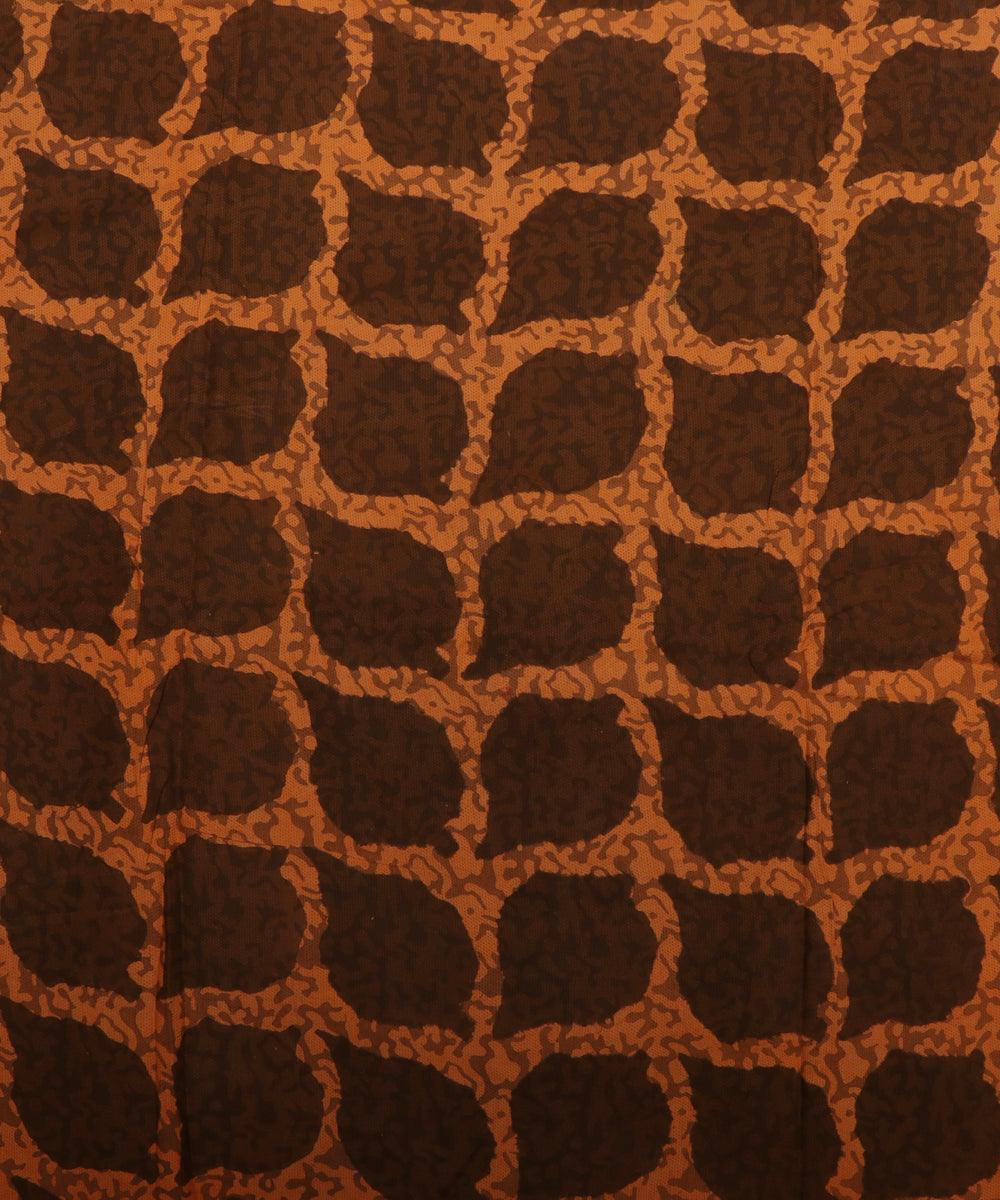 mustard and dark brown leaf pattern cotton jacquard fabric