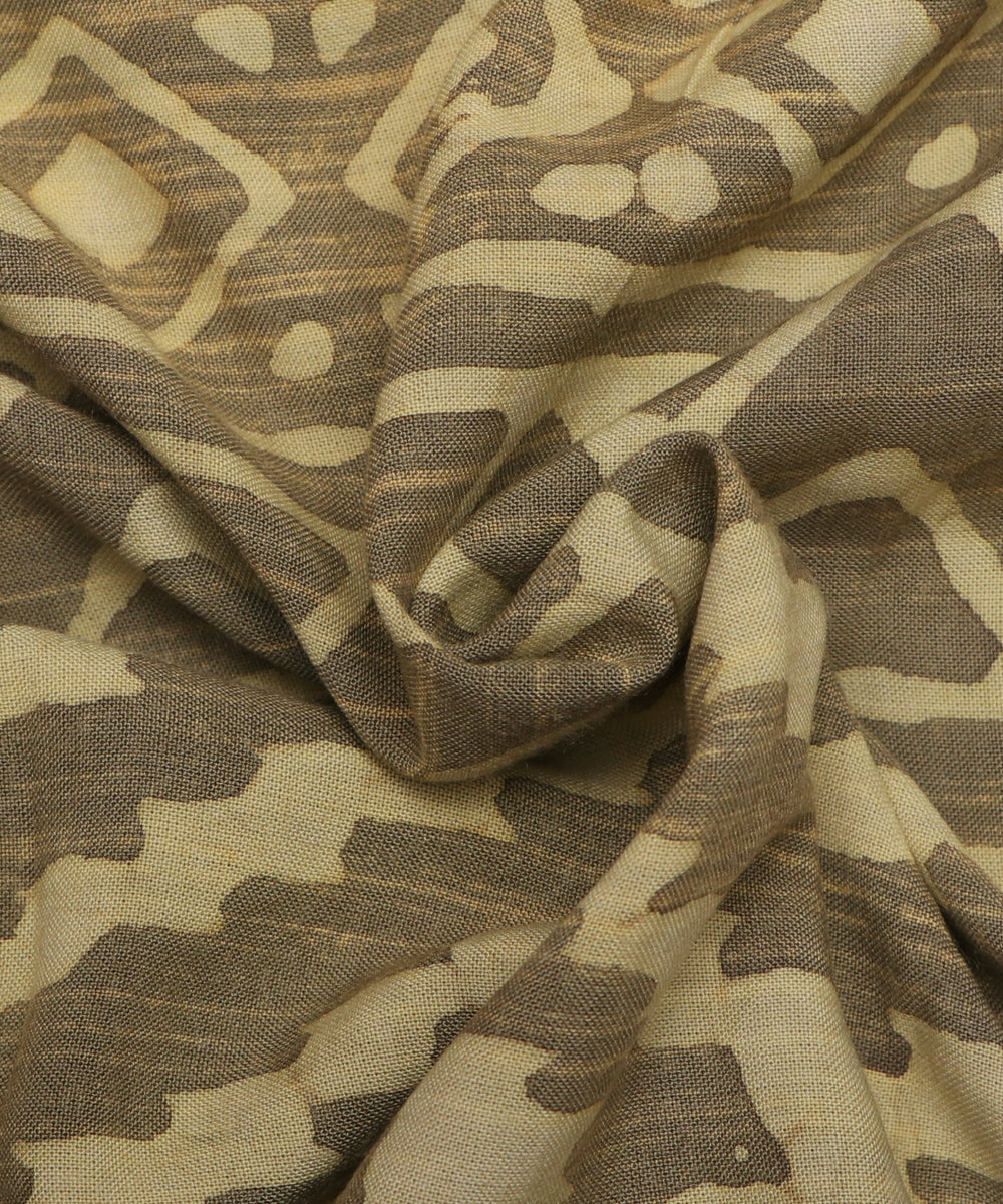 khaki abstract print rayon fabric