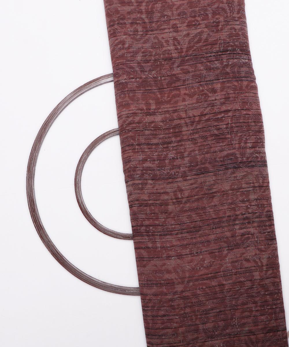 mauve and black dry brush leaf pattern rayon fabric