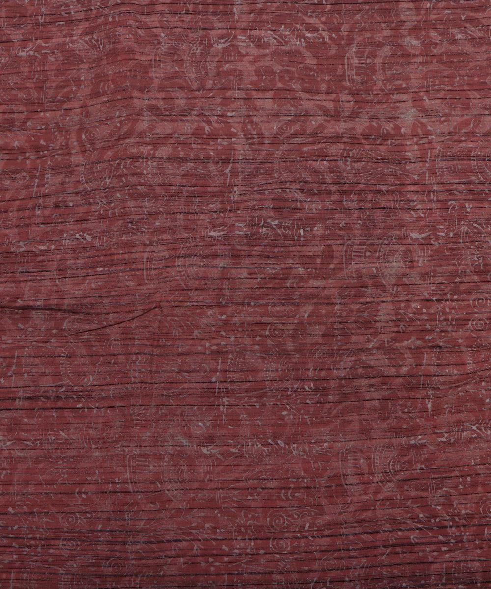 mauve and black dry brush leaf pattern rayon fabric