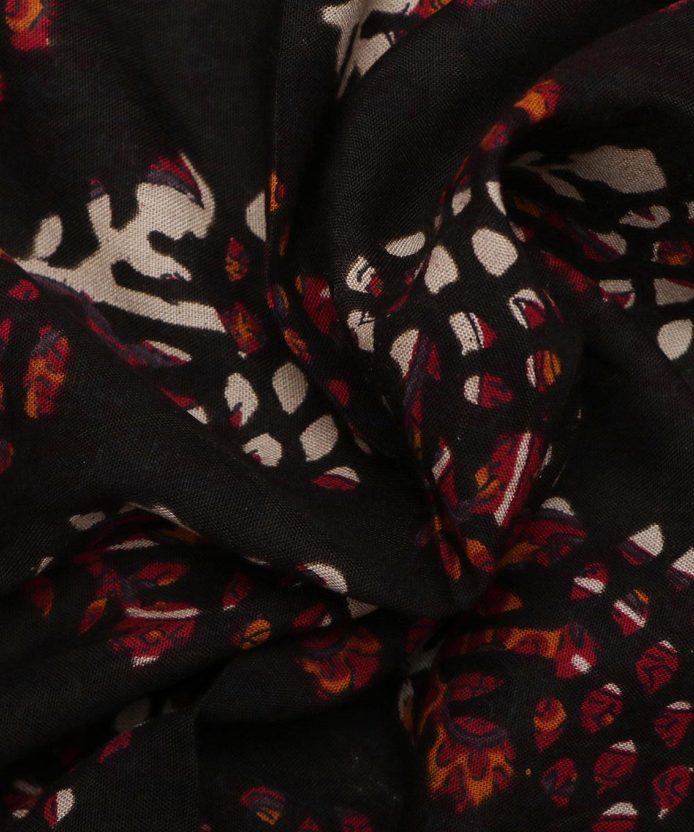 black and white bagh print rayon fabric