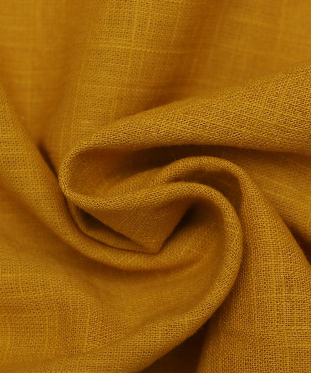 mustard plain slub cotton fabric 1