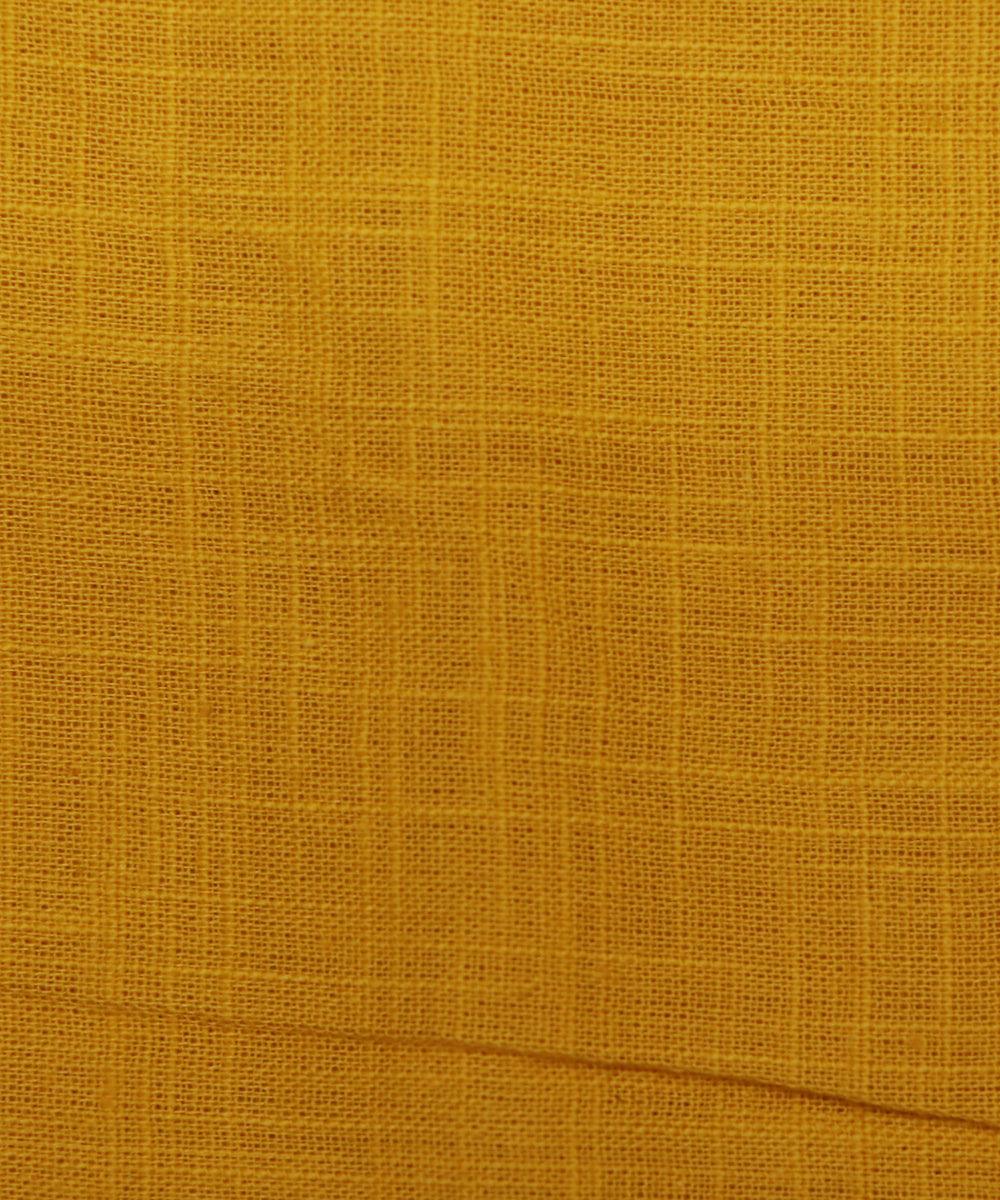mustard plain slub cotton fabric 1