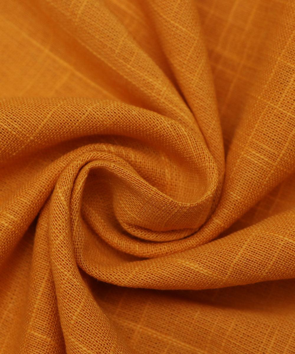 mustard plain slub cotton fabric