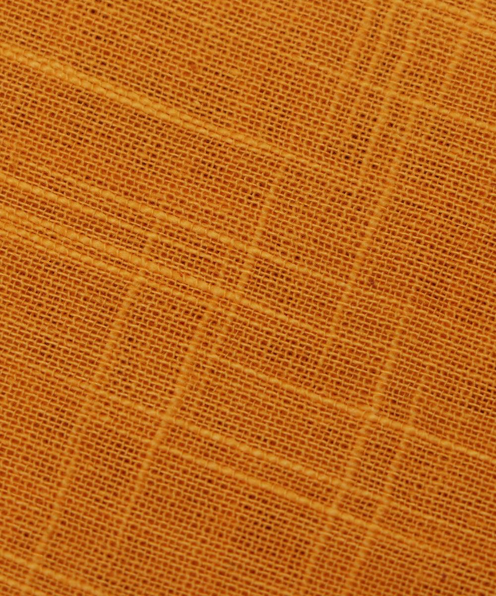 mustard plain slub cotton fabric