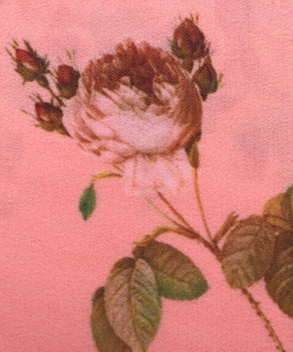 peach green floral print viscose georgette fabric