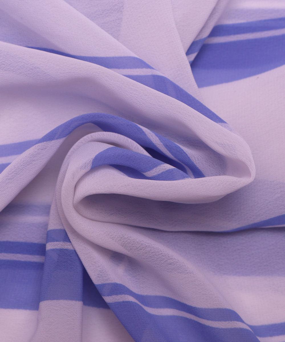 white purple stripe print viscose georgette fabric
