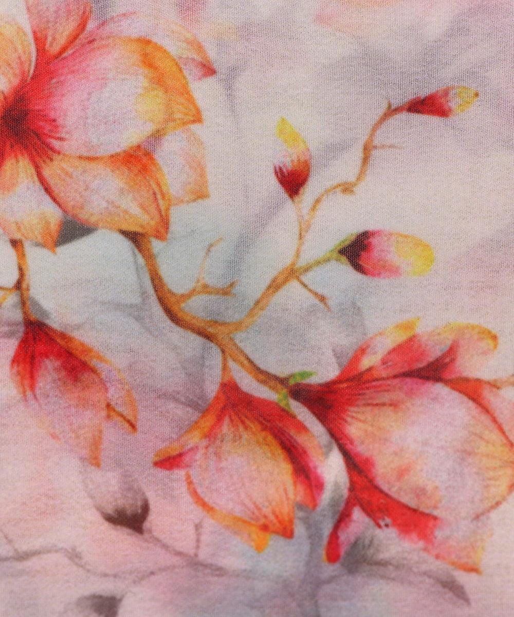 off white red floral print viscose georgette fabric