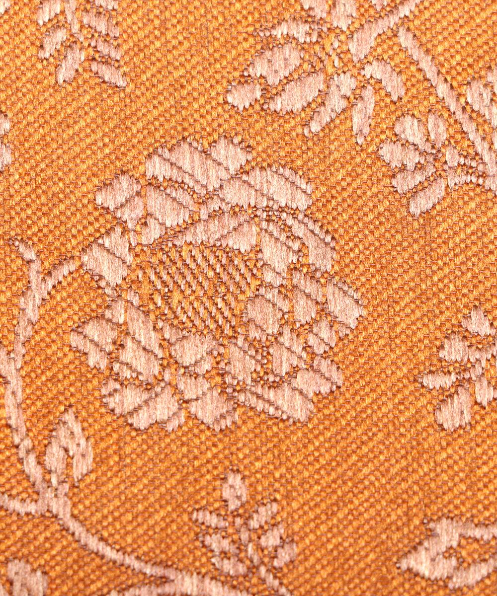 yellow golden floral banarasi brocade silk fabric