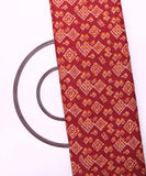 Rust Red Colour Geometric Print Kantha Embroidery Cotton Fabric