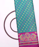 Turquoise Colour  Patola Print Silk Fabric