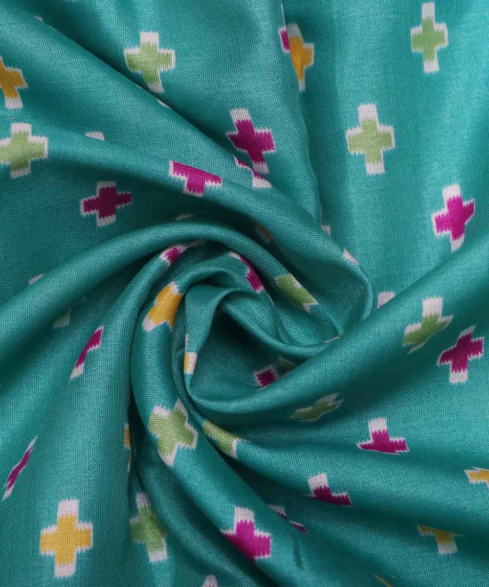 turquoise purple orange patola print silk fabric